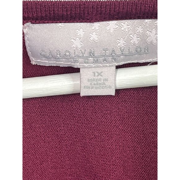 Carolyn Taylor Sweater Womens Knit Top Pullover Studded Dolman Plus Size 1X Fall - Picture 6 of 15